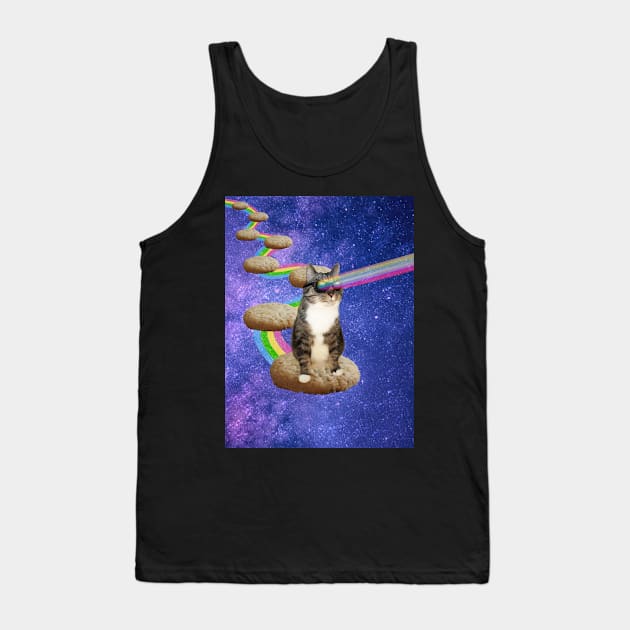 Cute tabby cat in outer space shooting cool rainbows from the sunglasses Tank Top by Purrfect